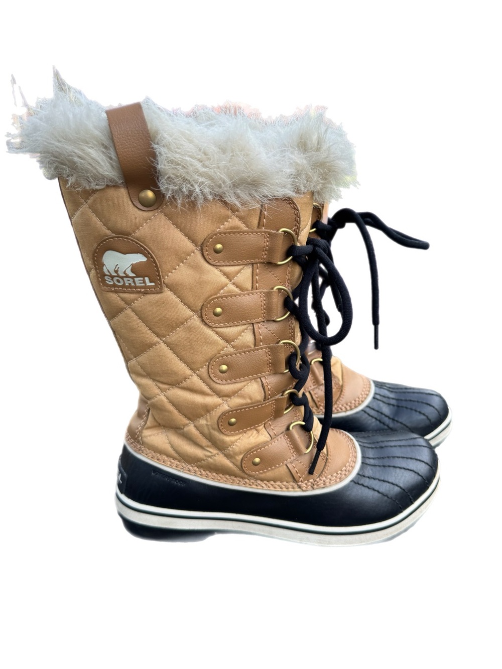 Sorel Tofino II Cate Waterproof Fur Lined Canvas Tall Duck Winter Boot Size 9